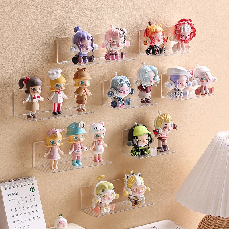 Stylish shelf for figurines with self-adhesive base