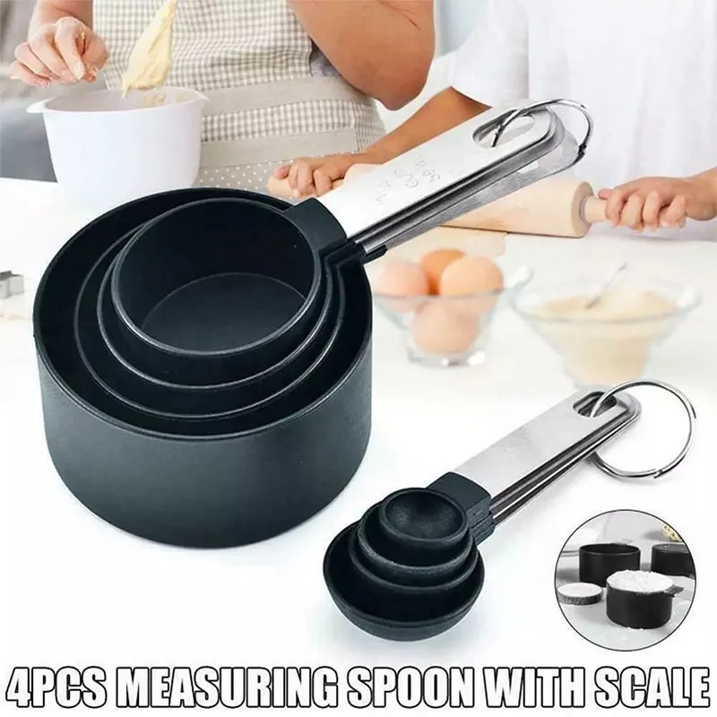 Set of 8 measuring cups with convenient handles and clear markings for accuracy