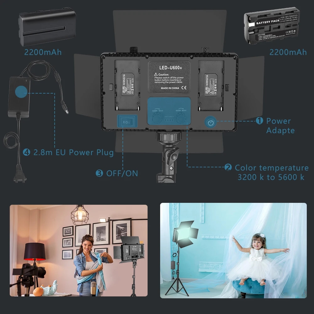 All accessories included in the Nagnahz U800+ package, including tripod and charger