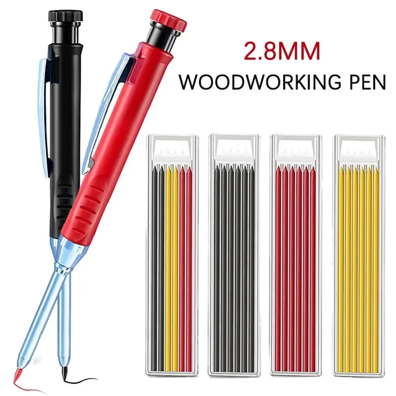 Durable woodworking pencil with built-in sharpener for marking and layout