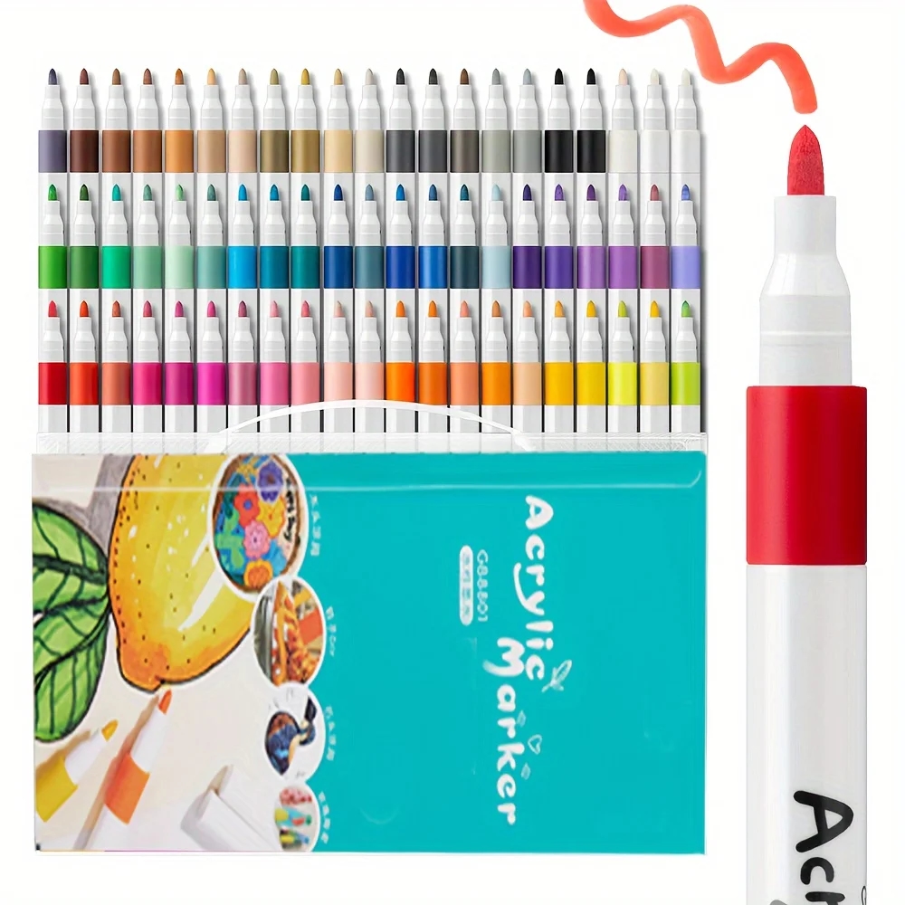 Set of 80 bright acrylic markers with various colors, perfect for creativity on different surfaces