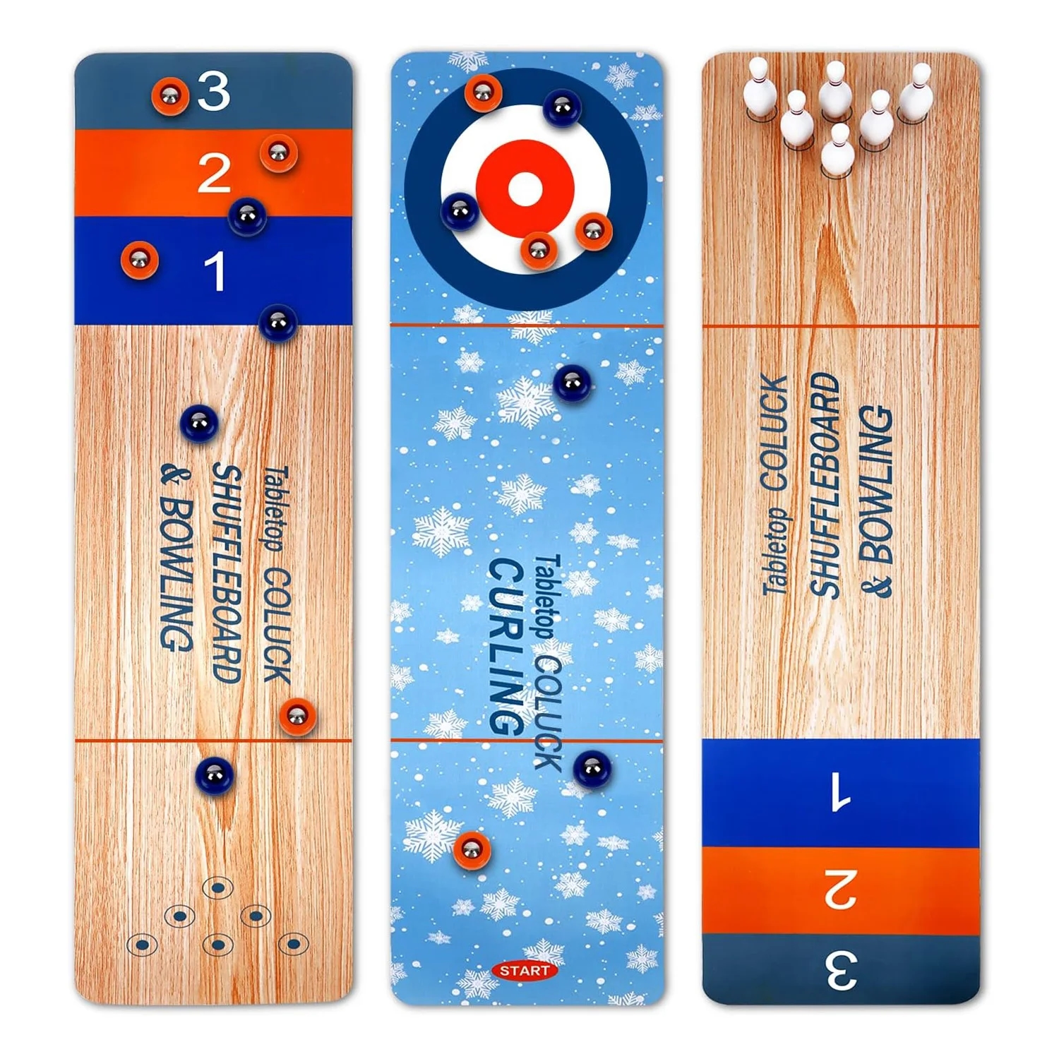 Gros plan sur le jeu de table avec les boules de curling