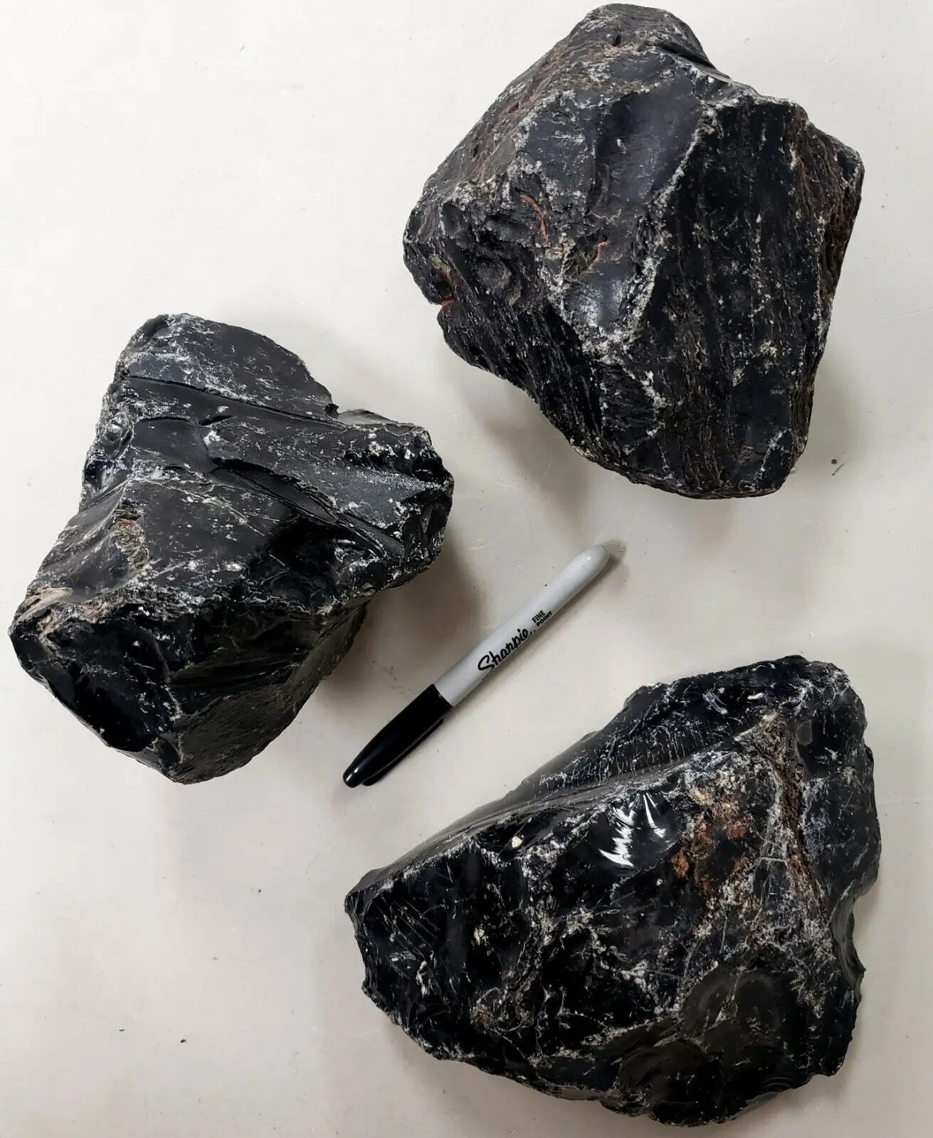 Large uncut black obsidian crystals for original decor