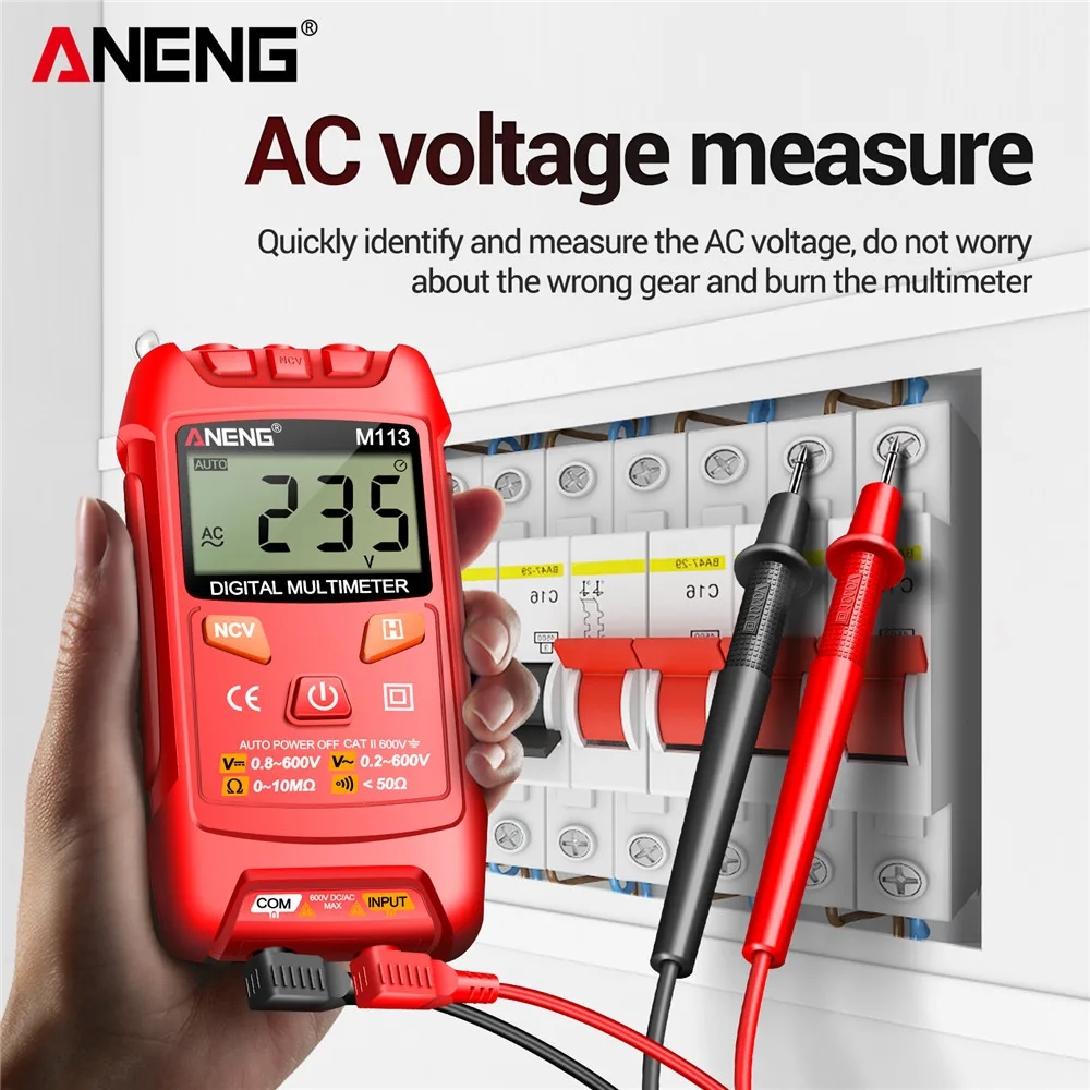 Using the non-contact voltage detection function in the ANENG M113 mini-multimeter