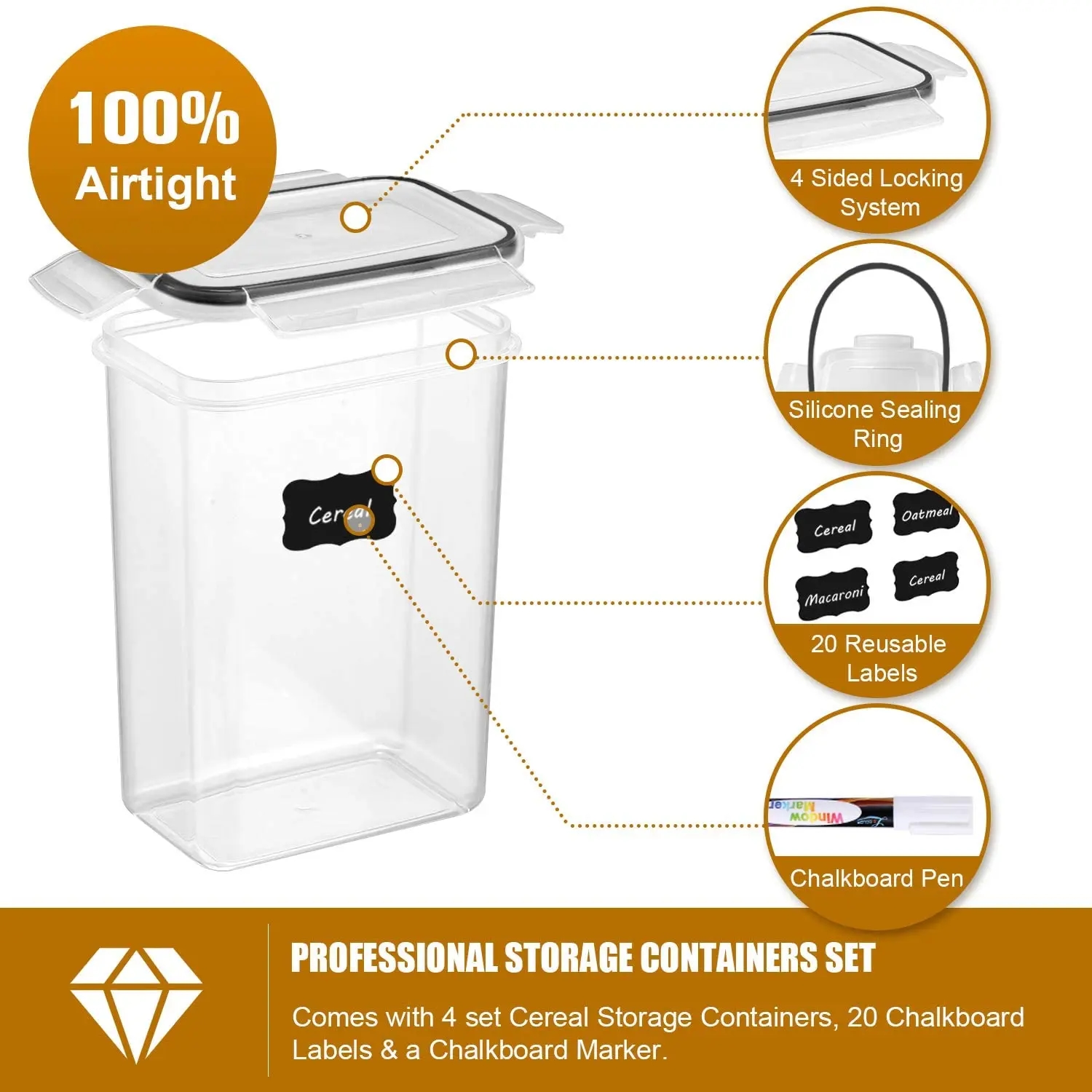 Tightly closing lids ensure food freshness