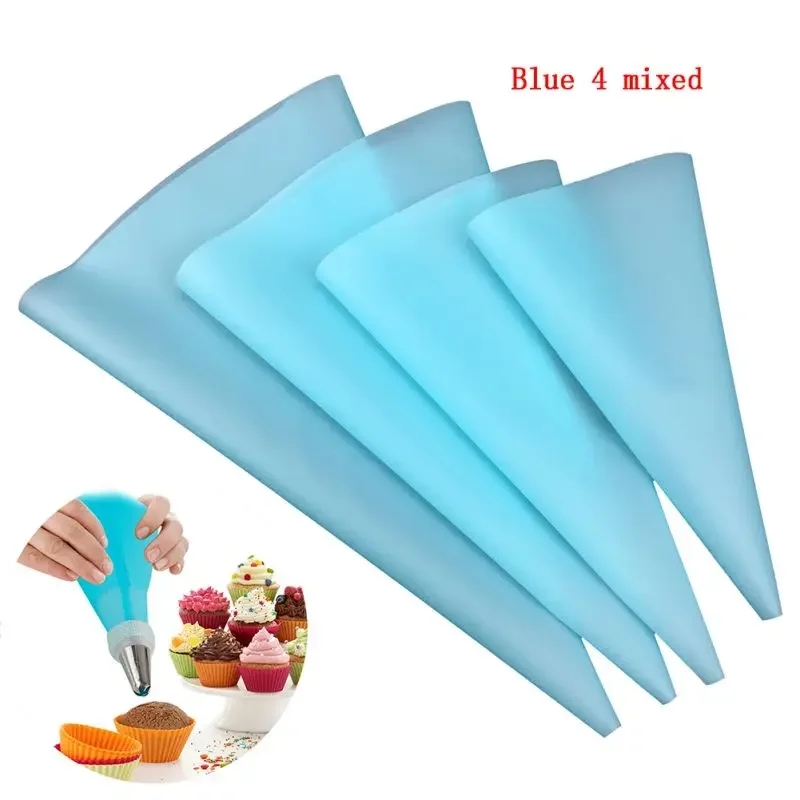 Silicone bags of various colors, perfect for decorating cakes and desserts