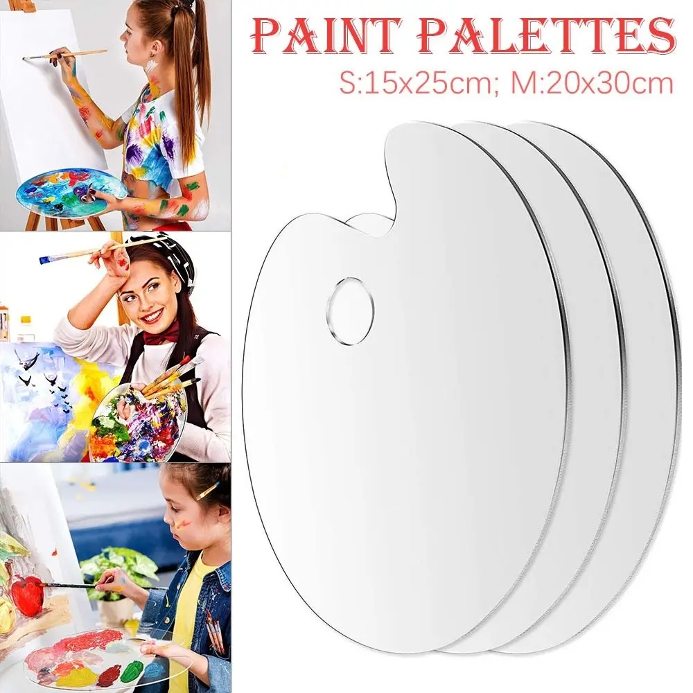 Image of a transparent acrylic palette with paints applied on it