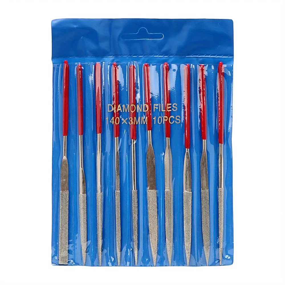 Group of multicolored diamond needle files of various shapes
