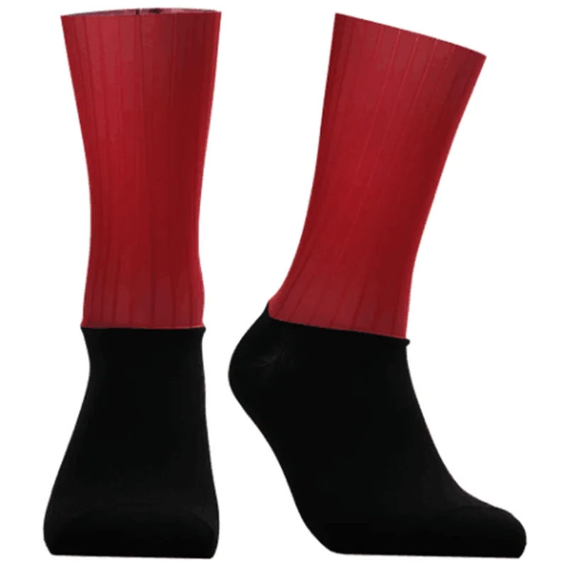 Close-up of sock fabric showing lightness and ventilation of the material