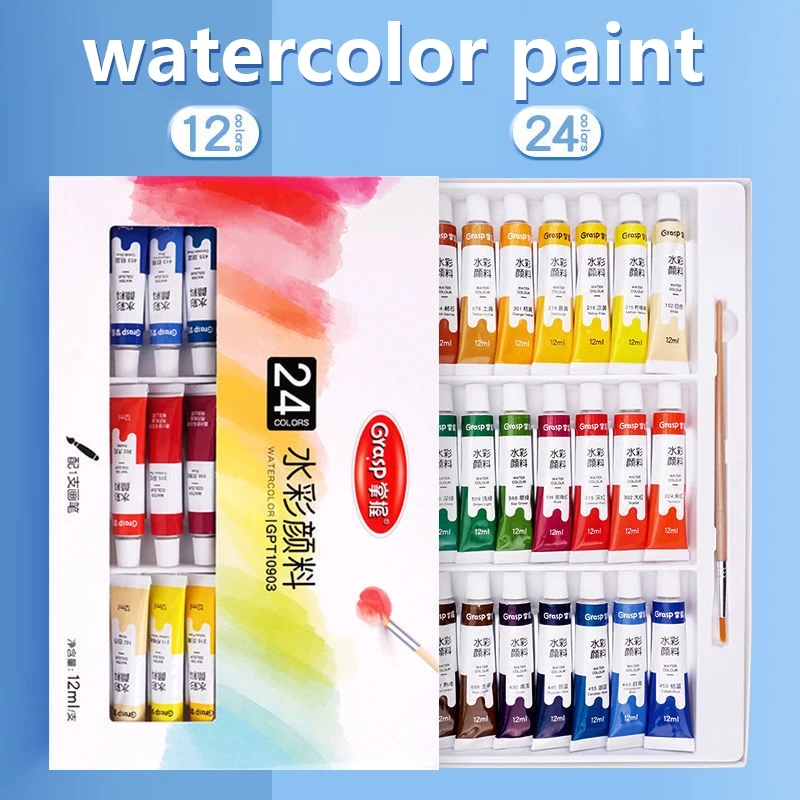 Vibrant watercolor paints of different colors on a palette