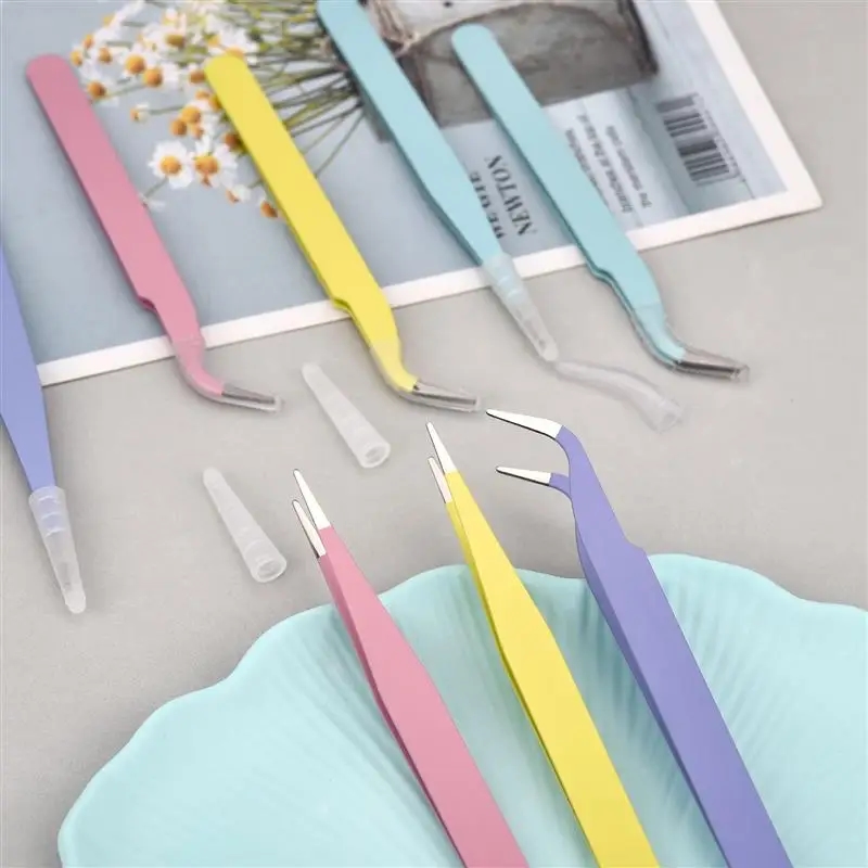 Conjunto de pinças de aço inoxidável na cor rosa