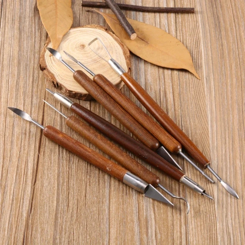 Set of wooden tools for working with clay and sculpture