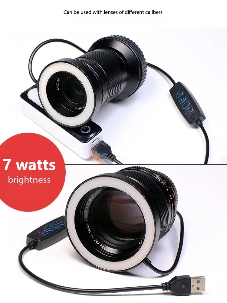 Set of ring flash with adapter rings and other accessories
