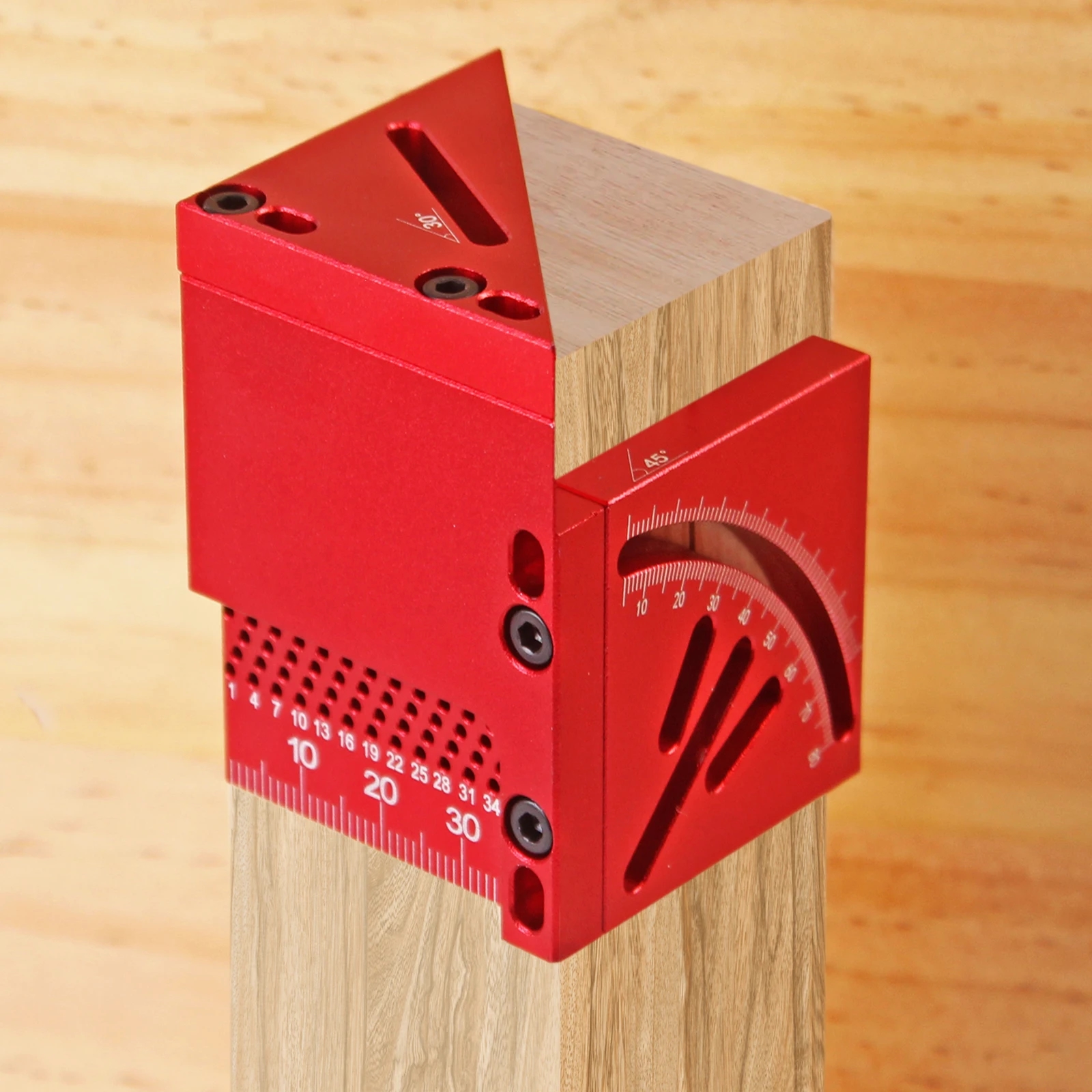 Aluminum marking tool with various angles for precise marking of woodworking products