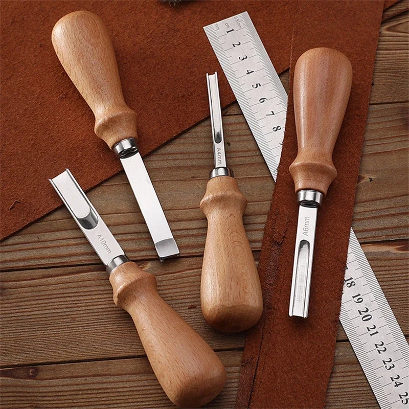 Tool set with sharp blades for precise leather edge finishing