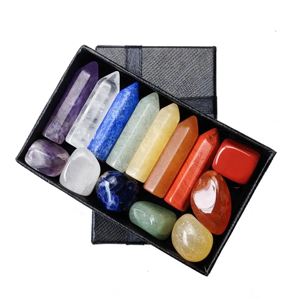 Diverse crystal minerals in a beautiful box, ready to be used as decor