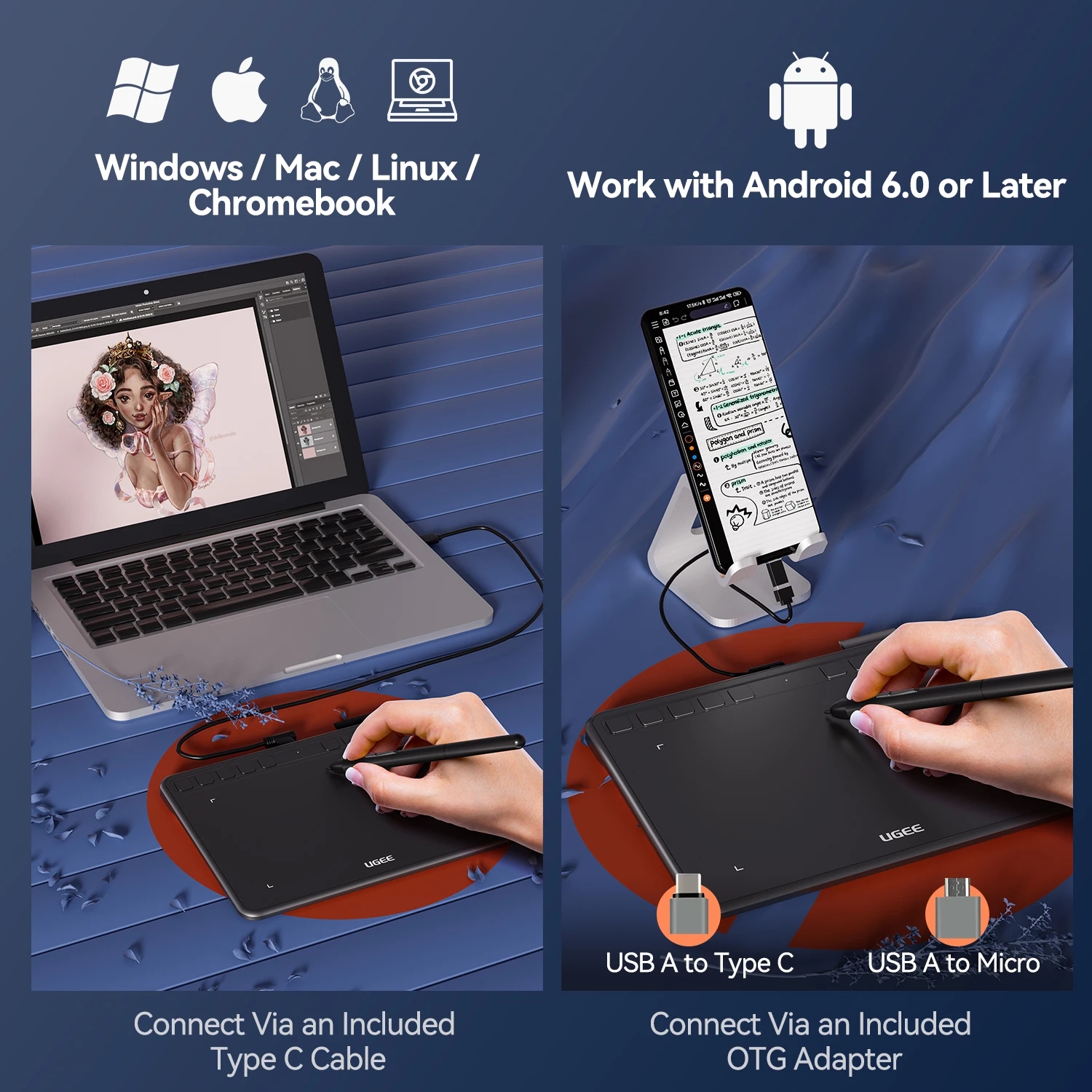 Additional pen nibs are included with the UGEE S640 graphics tablet