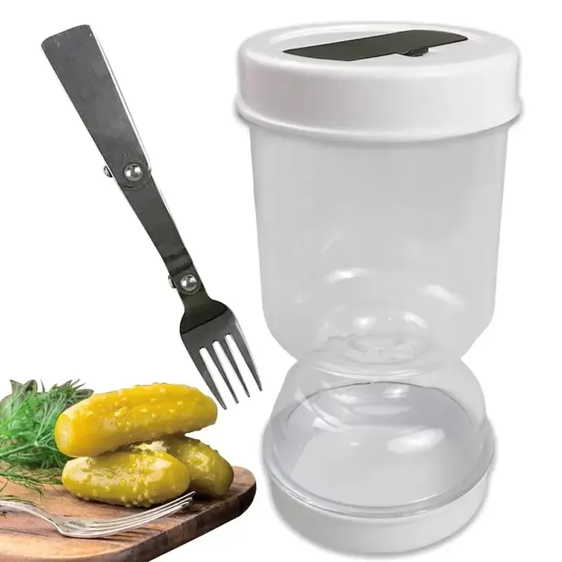 Functional container with separation for pickled vegetables and their separation from the liquid
