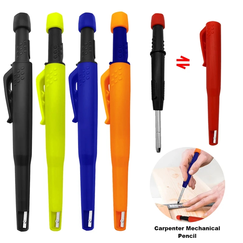 Pencil for construction work with a sturdy plastic body and a sharpening function