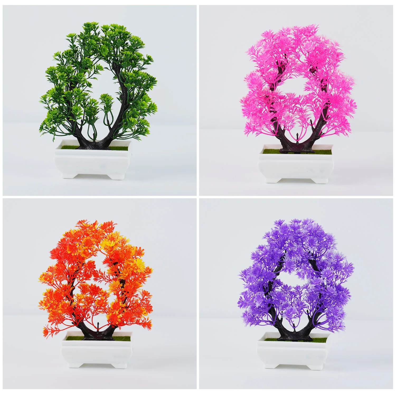 Bonsai artificial com flores rosas para decoração