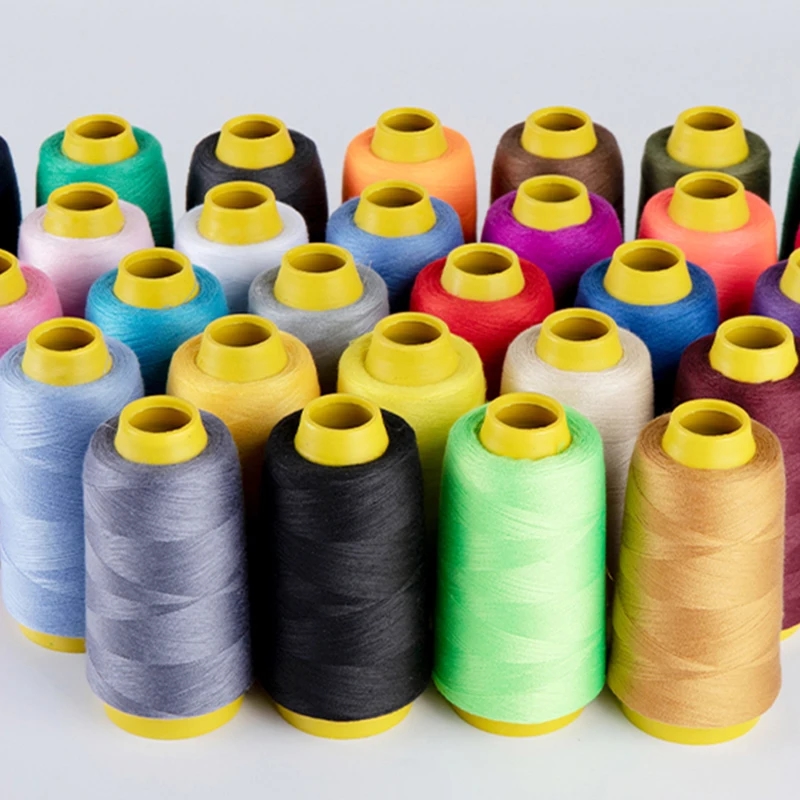 Spool of red polyester sewing thread