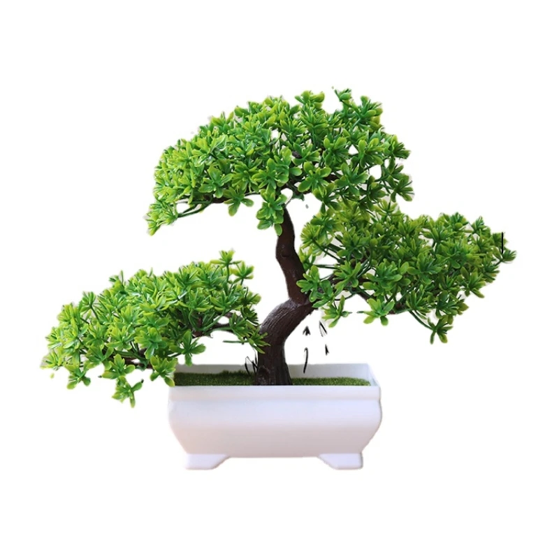 Realistic mini-tree with dense greenery and bark imitation, ideal for decor