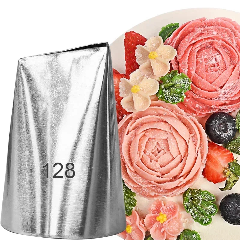 Steel tip for decorating baked goods with berry patterns and compositions