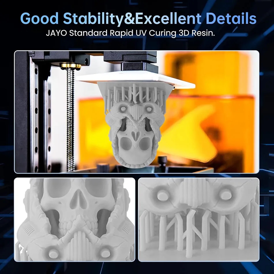A hand holding a 3D printed part made from JAYO photopolymer resin