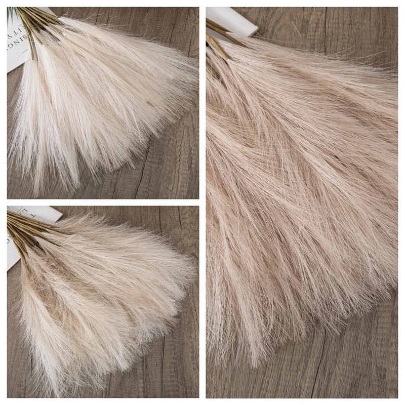 Close-up of elegant artificial reed flowers, perfectly complementing the interior