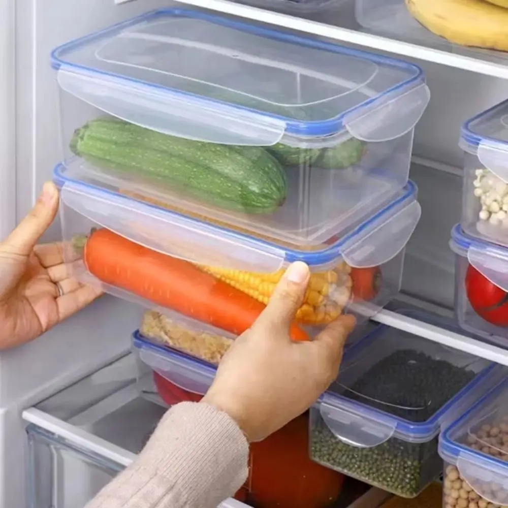 Capacious plastic refrigerator container with airtight lid, 2200 ml