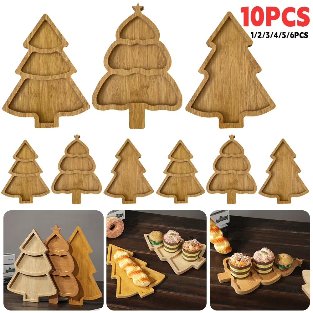 Wooden Christmas tray of original shape for serving snacks and desserts