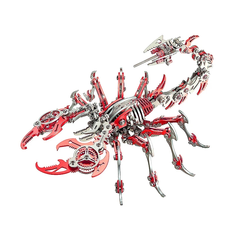 Metal parts for assembling a model of a mechanical scorpion