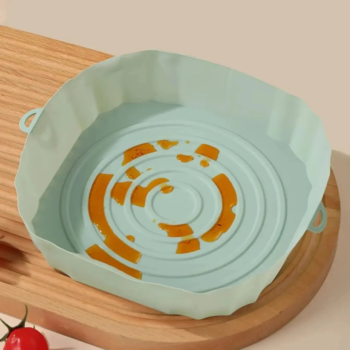 Durable and convenient gray silicone basket for air fryer
