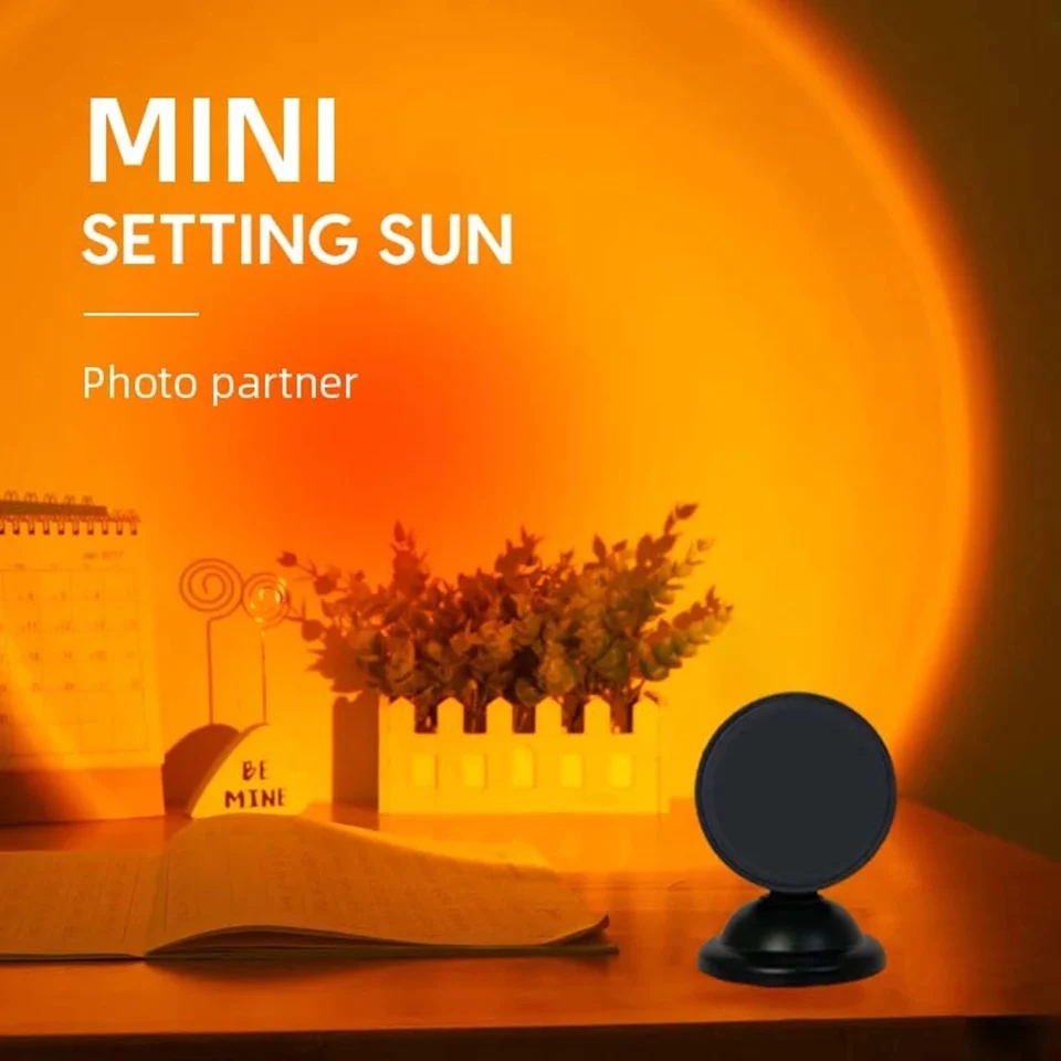 Projektorlampe, die den Effekt eines Sonnenuntergangs erzeugt, ideal für romantische Abende