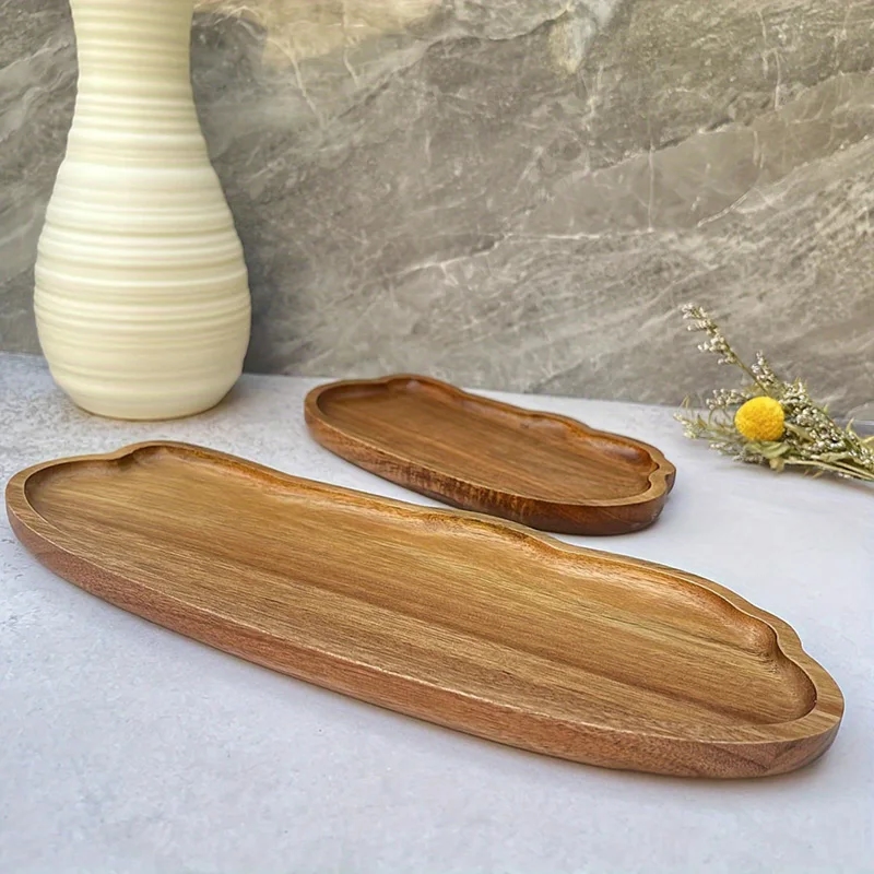 Stylish wooden plate for serving various dishes on the table