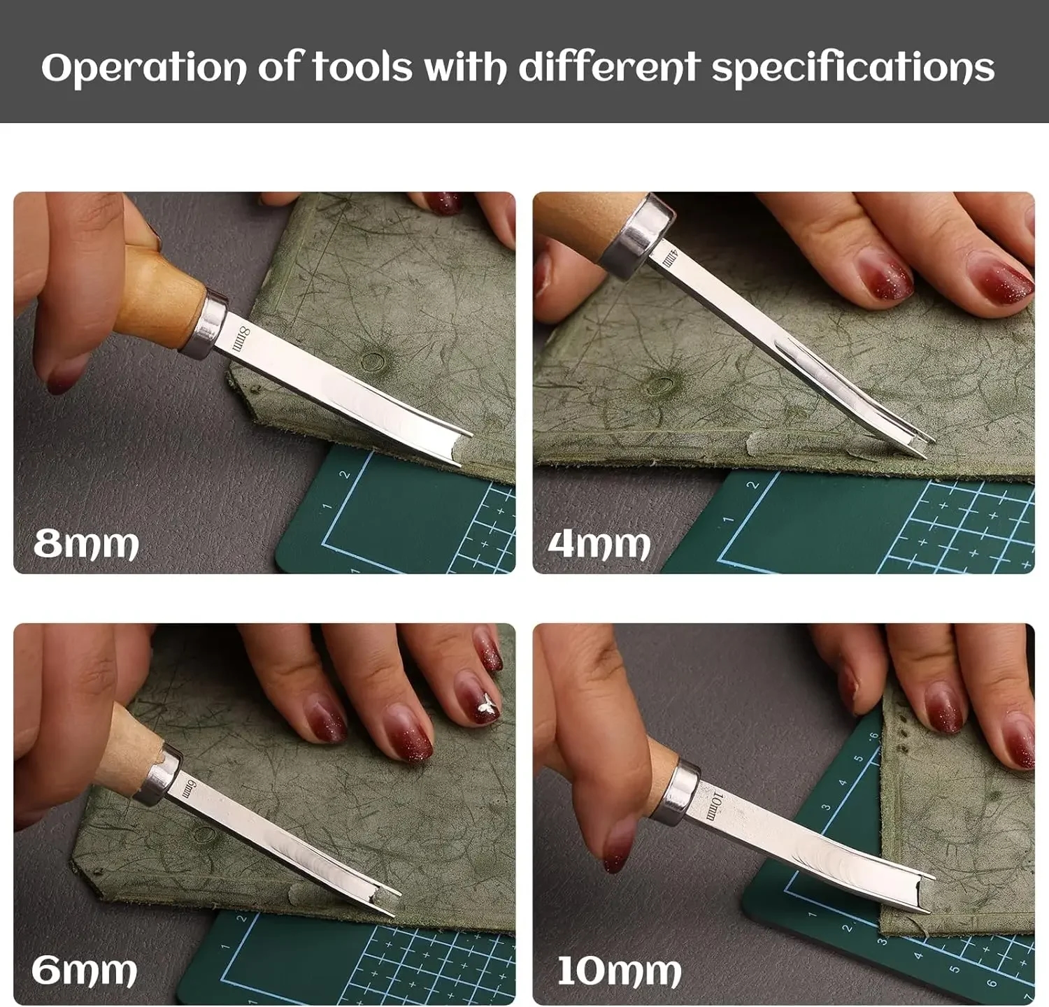 Compact and convenient set for ease of working with leather