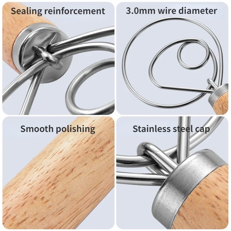 Dough whisk with a comfortable handle