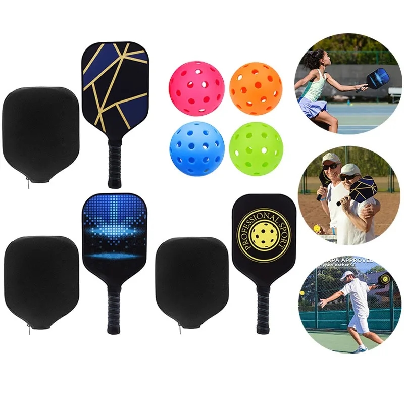 Two carbon fiber pickleball rackets in a carrying bag