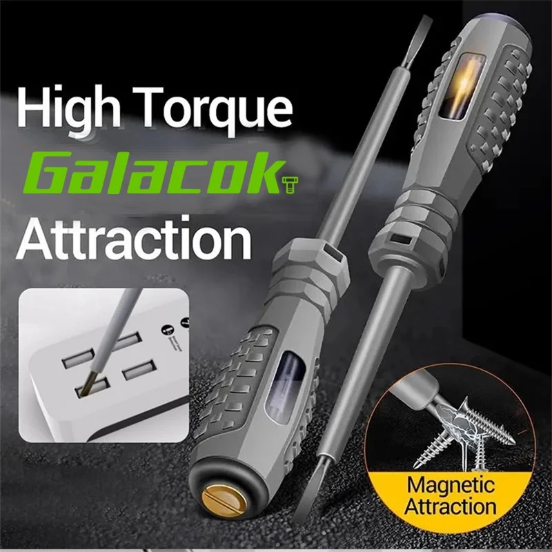 Multifunctional screwdriver for voltage testing with a comfortable handle