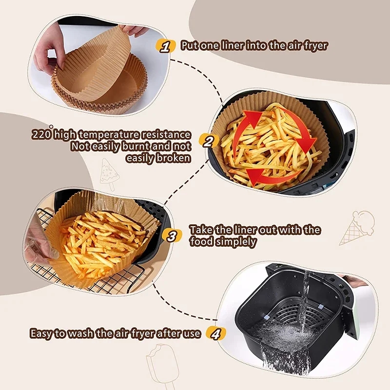 Disposable paper liners used in air fryer