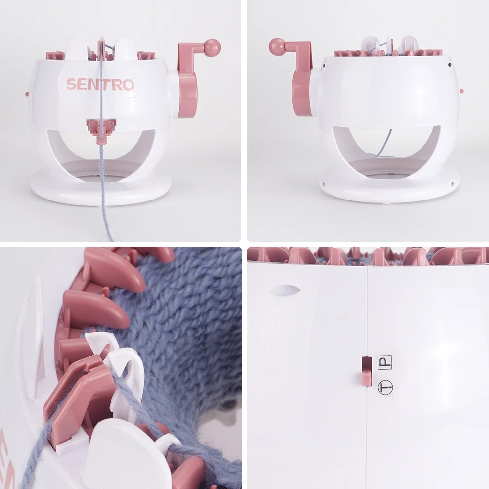 User knitting a hat with SENTRO, demonstrating ease of use