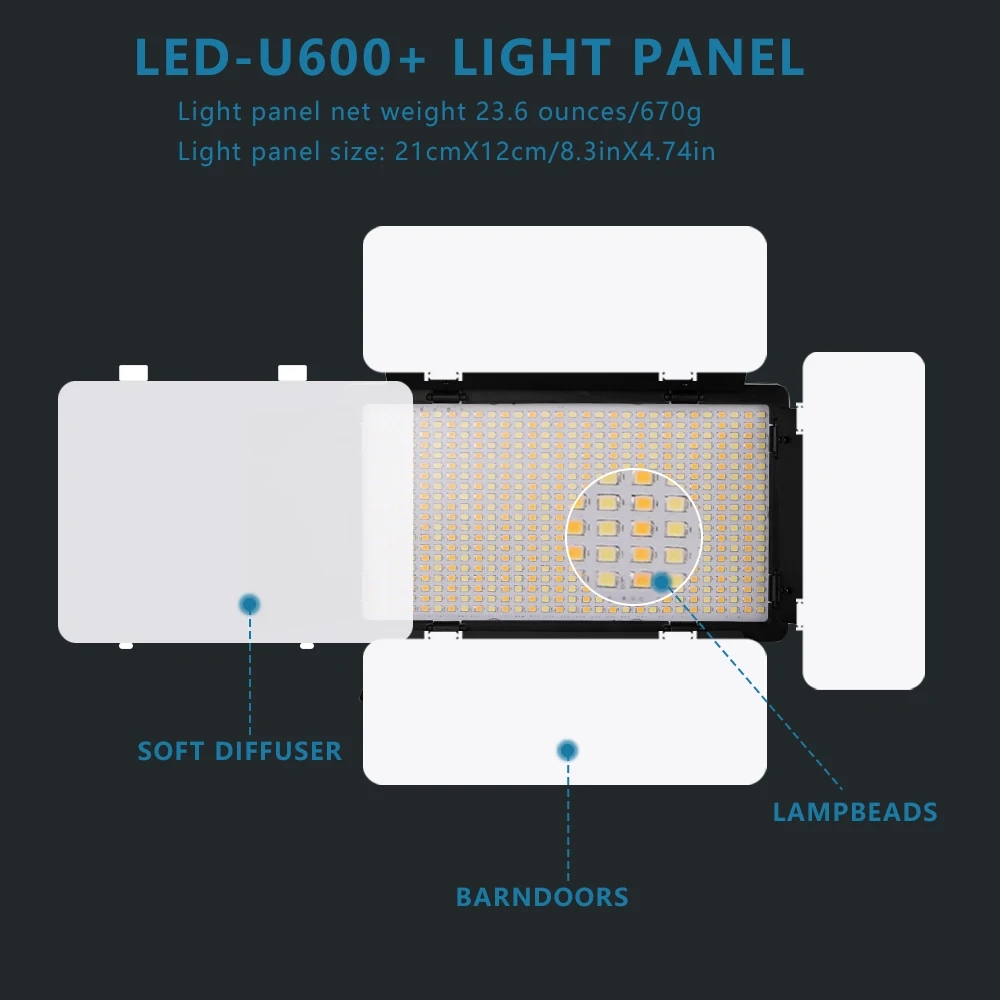 Demonstration of brightness adjustment on the LED video light Nagnahz U800+