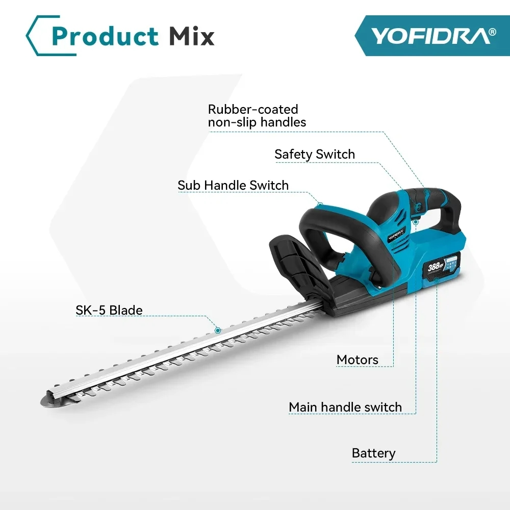 Side view showing the design and construction of the Yofidra electric trimmer