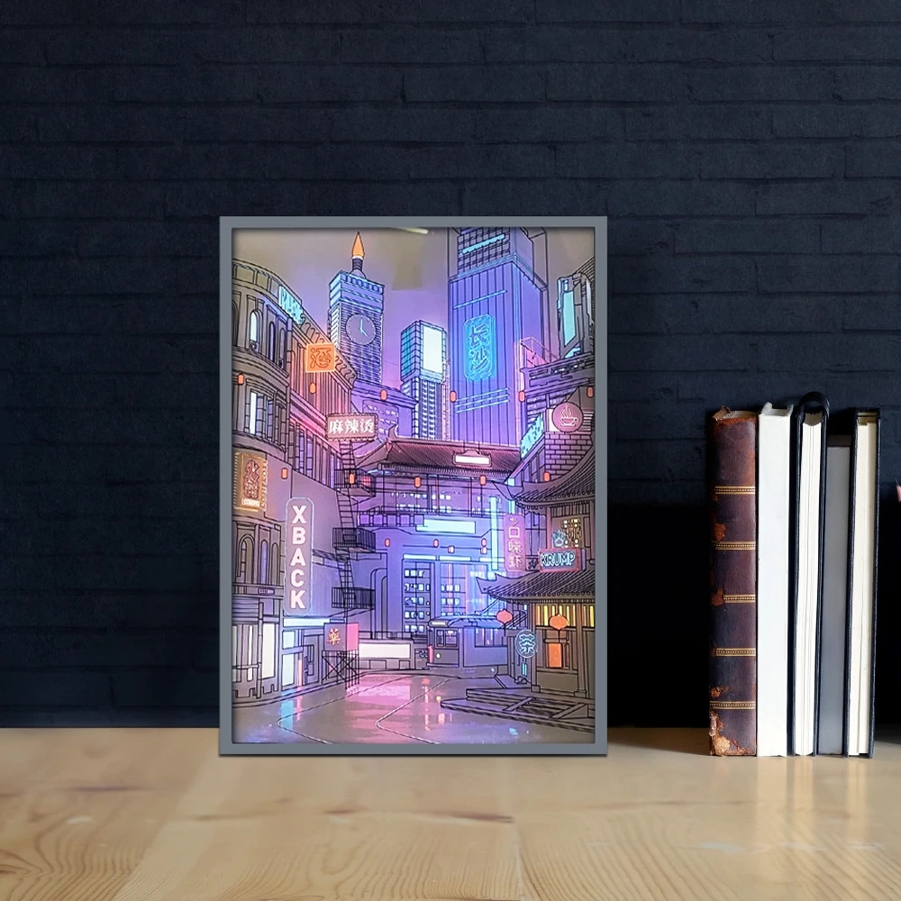 Decorative night light with an image of a night city