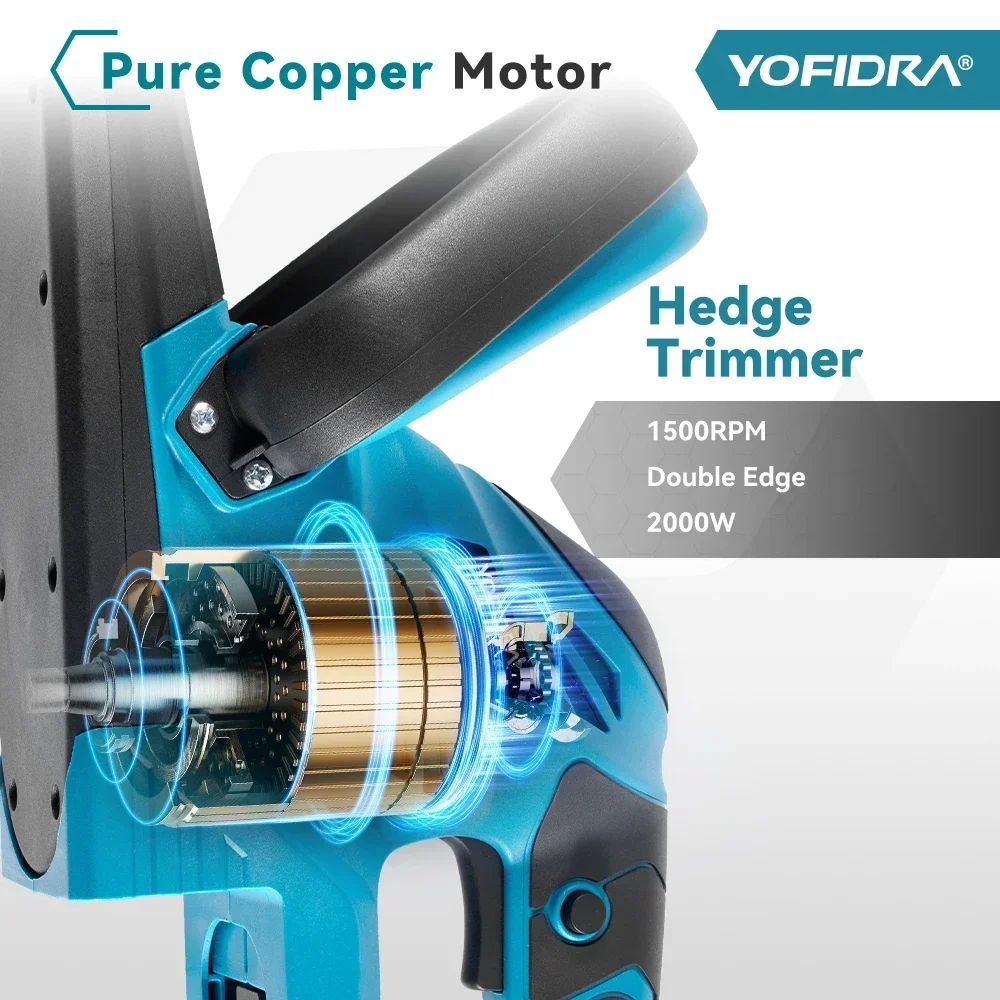 Using the Yofidra electric trimmer to trim a hedge