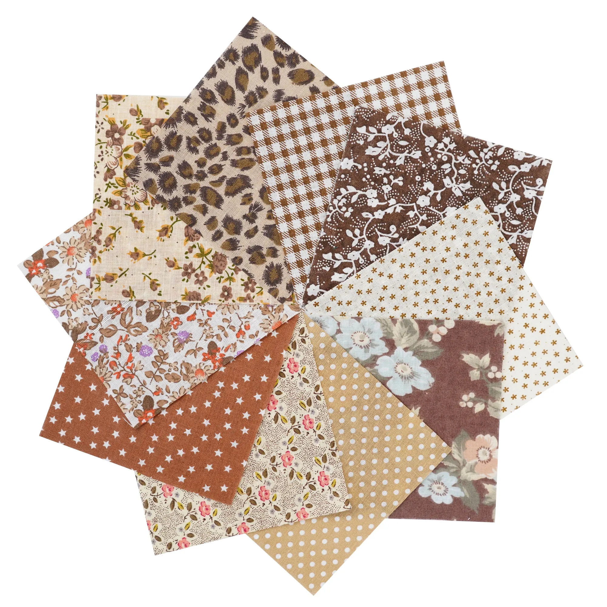 Fabric squares with various patterns that retain brightness after washing