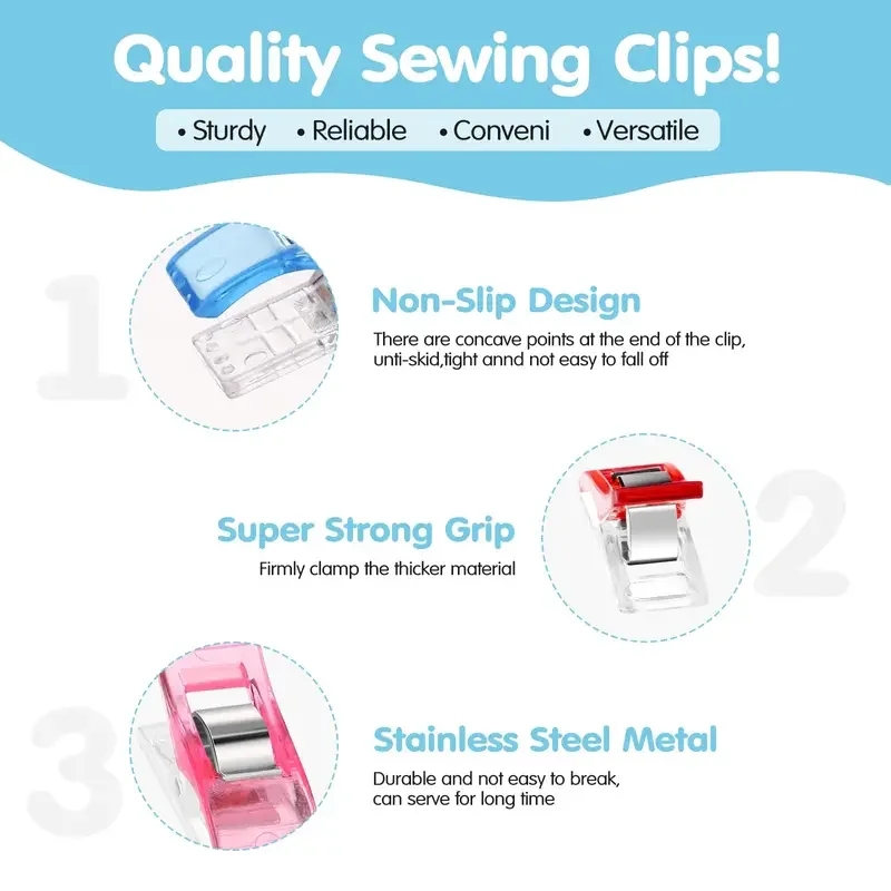 Close-up of several colored crafting clips