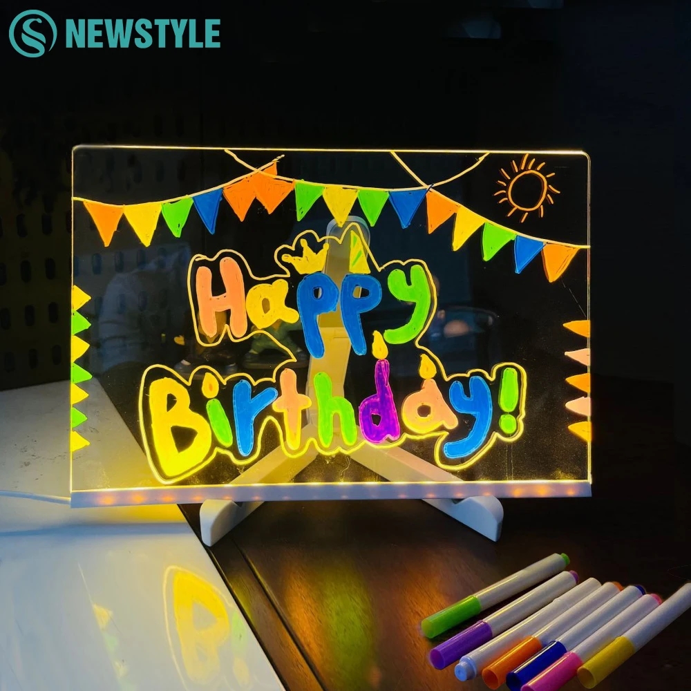 The night light illuminates bright drawings, inspiring creativity