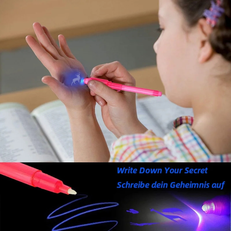 Niños disfrutando de dibujar con tinta invisible usando bolígrafos mágicos