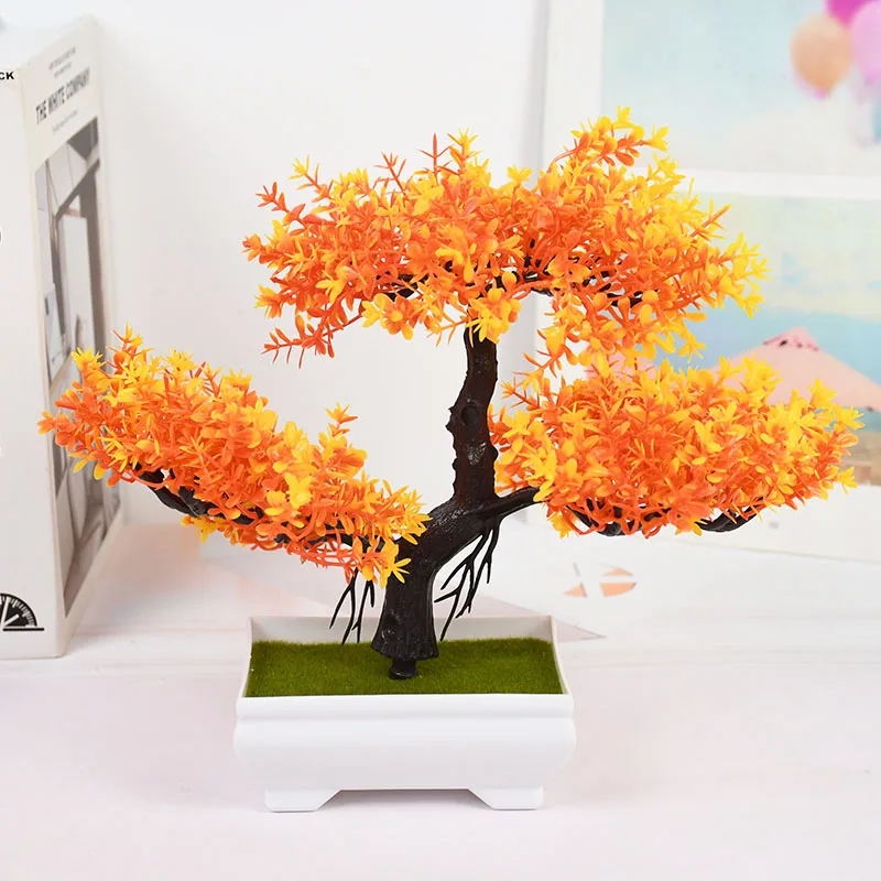 Fotografia da árvore bonsai artificial adicionando beleza natural ao quarto